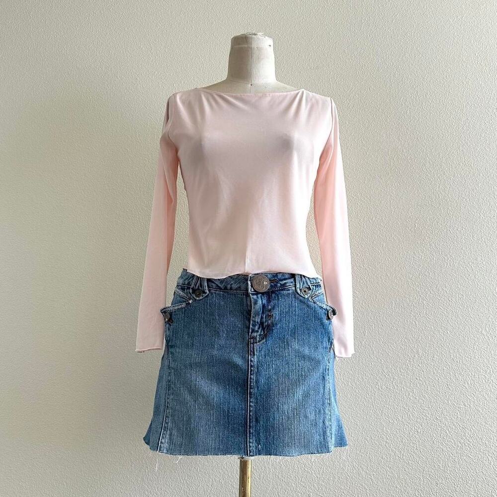 handmade dainty light pink sheer long sleeve top